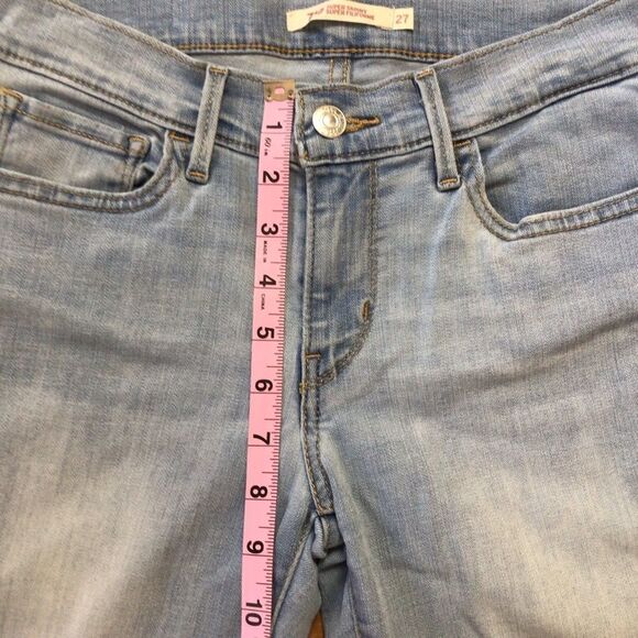 LEVI’S 710 jeans light blue super skinny mid rise stretchy denim distressed 27 - Picture 10 of 13
